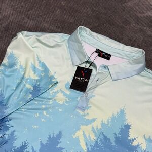 Yatta Golf Mens Primal Forest Polo Shirt XXL Blue Green Pine Tree Ombre NWT